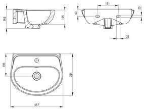 Deante CDJ_6U4W - Lavabo sospeso con foro JASMIN 45,7x36,4 cm ceramica/bianco
