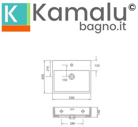 Kamalu - lavandino bagno 50cm installazione sospesa in ceramica bianca | litos-df50