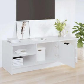 Mobile porta tv bianco lucido 102x35,5x36,5cm legno multistrato