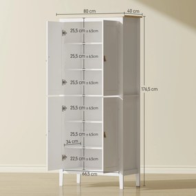 Credenza Mobile da Cucina 80x40x176,5 cm con Luce LED Dimmerabile a 3 Colori Ripiani Regolabili in MDF Bianco...