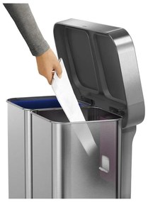 Bidone a pedale in acciaio inox per rifiuti differenziati 58 l Dual - simplehuman