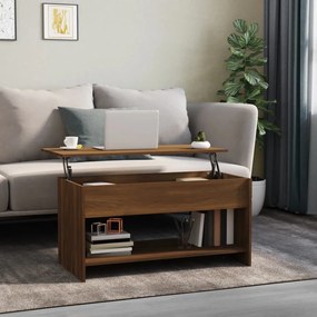 Tavolino salotto rovere marrone 102x50x52,5cm legno multistrato