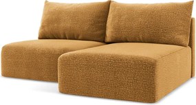 Divano angolare arancione allungabile/con contenitore (con penisola a destra) Kalena – Makamii