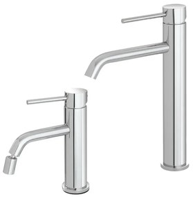 Set rubinetti lavabo alto e bidet in acciaio inox con scarico Nuego