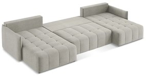 Divano angolare grigio chiaro allungabile/con contenitore (a U) Moku – Makamii