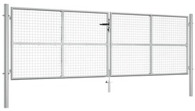 Cancello Per Giardino İn Acciaio Zincato 415x175cm Argento /