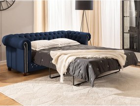 Divano blu allungabile con rivestimento in velluto 203 cm York Blik – Ropez
