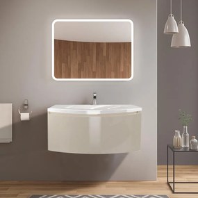 Mobile da bagno sospeso sotto lavabo L 100 x H 40 x P 48 cm beige lucido, 1 cassetto Sole