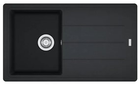 Lavello integrato 1 vasca con gocciolatoio laterale destro o sinistro FRANKE Boston fragranite L 50 x L 86 cm nero