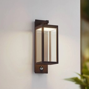 Lucande Applique da esterni LED Ferdinand, ruggine, sensore, IP54 Ferdinand, Marrone / Ruggine, Alluminio, Moderno