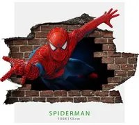 Adesivo parete murale effetto 3D Spiderman uomo ragno wall stickers Misura: 150x100 cm