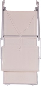 Lettino Mare con Parasole Richiudibile 181x71,5x38,5 cm in Alluminio PVC e Poliestere Avorio Riccione...