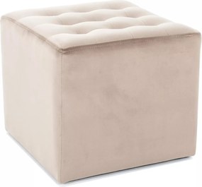 Pouf Lori Velvet in velluto beige – 39x39x34 cm
