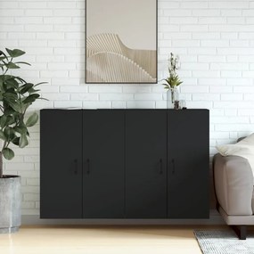 Armadietti A Parete 2 Pz Neri İn Legno Multistrato /