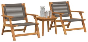 Set di 3 sedie da giardino e tavolo  in legno massello di acacia grigio
