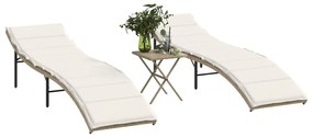 Lettini Prendisole 2 Pz Con Tavolino Beige İn Polyrattan /