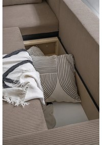 Divano letto angolare in velluto a coste beige Brave Dave - Miuform