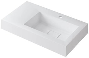 Lavabo a incasso rettangolare vasca a destra L 80.5 x H 15 x P 46 cm in resina bianco opaco