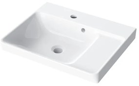 Lavabo da incasso con bordo a vista rettangolare vasca centrale Easy L 51.4 x H 6 x P 42.4 cm in ceramica bianco lucido