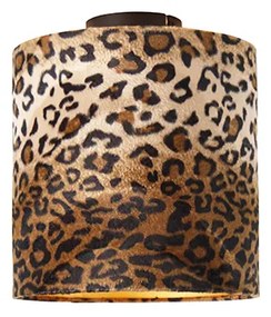 Plafoniera con paralume nero opaco stampa leopardo 25 cm - Combi