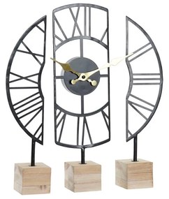 Orologio da Tavolo DKD Home Decor Nero Ferro Legno MDF (30 x 6 x 40 cm)