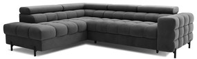Divano angolare grigio scuro allungabile/con contenitore (con penisola a sinistra/a L) e rivestimento in velluto Ferucce – ELTAP