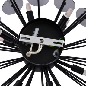 Lampada da soffitto Art Déco nera con vetro fumé - Atomic