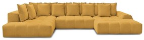 Divano angolare color senape allungabile e con contenitore (penisola a sinistra/a U) con rivestimento in ciniglia Everest – Bobochic Paris