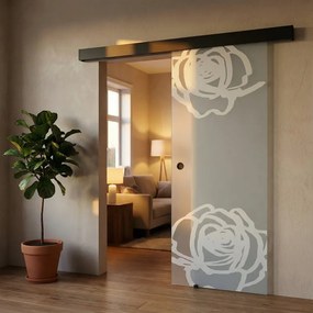Porta scorrevole reversibile Rose in vetro trasparente, L 88 x H 215 cm, con binario Meli