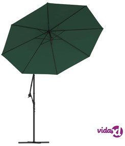 vidaXL Telo di Ricambio per Ombrellone Bianco Verde 350 cm