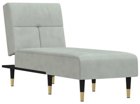 Chaise longue in velluto grigio chiaro