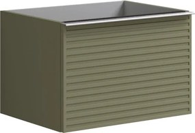 Mobile da bagno sospeso sotto lavabo L 60 x H 40 x P 45.5 cm verde salvia laccato, 2 cassetti Pixel stripes