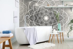 Carta da parati – Mandala orientale in bianco e nero