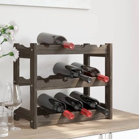 Portabottiglie Per 12 Bottiglie Grigio Legno Massello Di Pino /