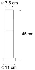Lampada da esterno a palo antracite 45 cm IP44 - Rox con picchetto da terra e pressacavo