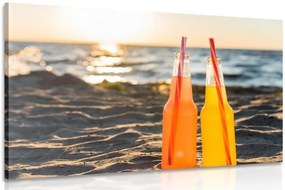 Quadro su tela – Bevanda rinfrescante sulla spiaggia