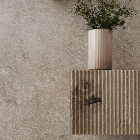 Mobile sospeso 100 cm cannettato rovere naturale lavabo in resina Tevere