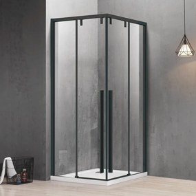 Box doccia nero 80x100 angolare doppio scorrevole vetro 8mm | KSA1000B - KAMALU