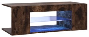 Mobile porta tv con luci led rovere fumo 90x39x30 cm