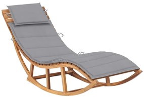 Lettino Prendisole A Dondolo Con Cuscino İn Massello Di Teak /