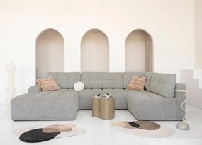 Divano angolare componibile marrone chiaro allungabile/con contenitore (con penisola a destra) Lulu – Miuform