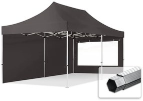 TOOLPORT 3x6m gazebo pieghevole PES con laterali (finestre panoramiche), PROFESSIONAL alluminio, grigio scuro - (600233)