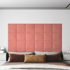 Pannelli Murali 12 Pz Rosa 30x30 Cm Velluto 1,08 M² /