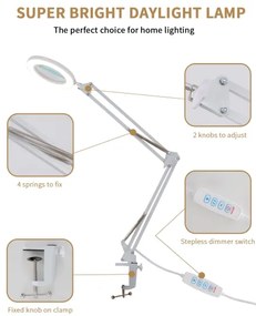 Brilagi - Lampada da tavolo LED dimmerabile con una lente d'ingrandimento LED/12W/5V 3000/4200/6000K bianco