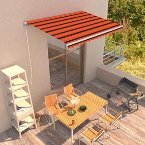 Tenda Da Sole Retrattile Manuale 350x250 Cm Arancione E Marrone /