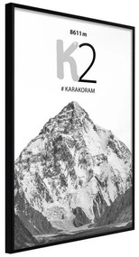 Poster  Peaks of the World: K2  Cornice Quadri Cornice nera, Larghezza x Altezza Home decor 20x30