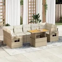 Set Divano da Giardino 8 pz con Cuscini Beige in Polyrattan 3327124