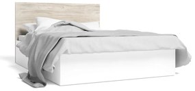 Letto matrimoniale in rovere bianco/naturale con contenitore 140x190 cm Sahara - Marckeric