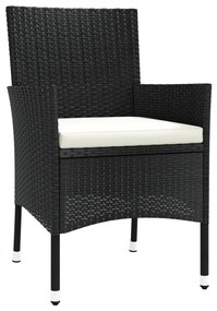 Set da pranzo da giardino 5 pz nero con cuscini in polyrattan