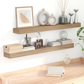 Mensole Da Parete 2 Pz 110x15x4 Cm İn Legno Massello Di Teak /